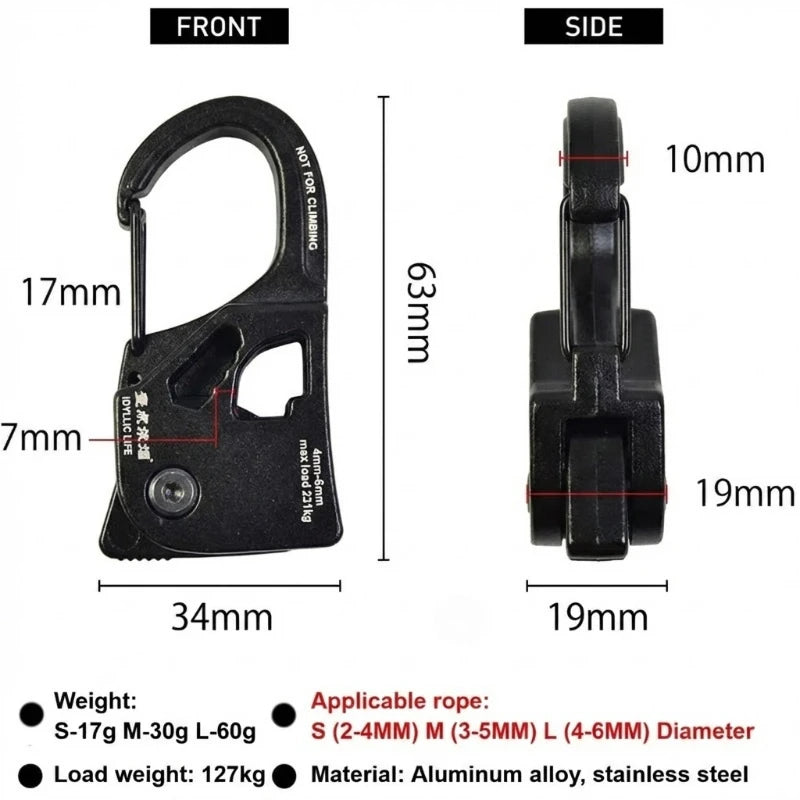 Aluminum Alloy Tent Rope Tensioner Stainless Steel Self Lock Rope Adjuster 2-10mm Anti-Slip Tarp Tightener Outdoor Accessories