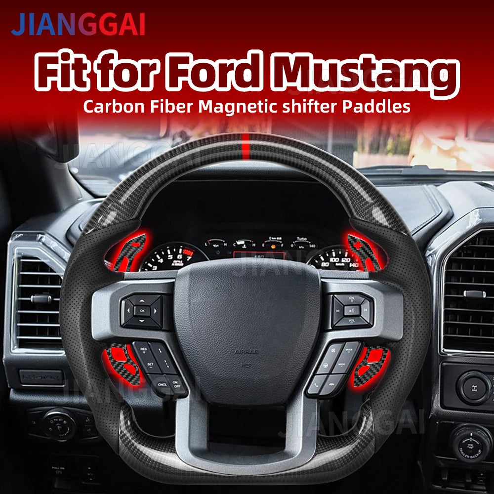 Magnetic Carbon Fiber Steering Wheel Paddle Shifters Extension for Ford F150 F-150 Raptor 2015-2025 Shifter Extended Accessories