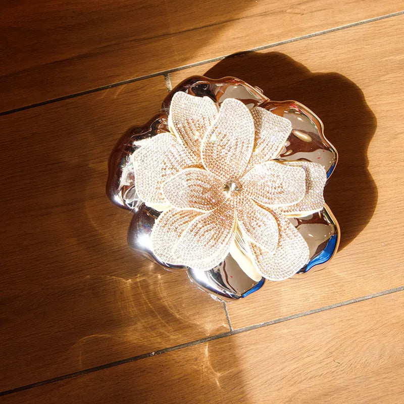 2026 High Sense Luxury 3D Diamond Flowers Women's Acrylic Evening Bag Fashion Shiny Rhinestone Handbag Dress Crossbody Bag
