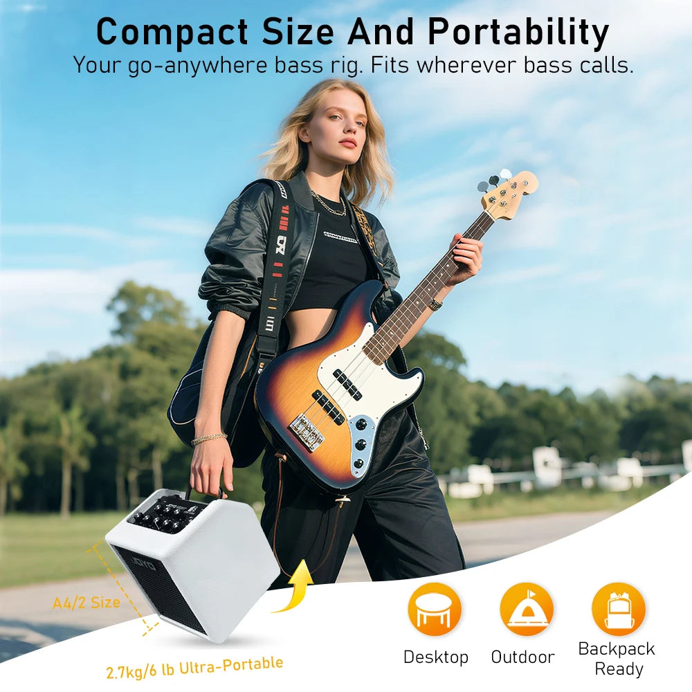 JOYO BA-30 VIBE CUBE 30W Bass Amplifier Bluetooth 5.1+OTG Audio Interface with Studio-level Compression Effects 3-Band EQ