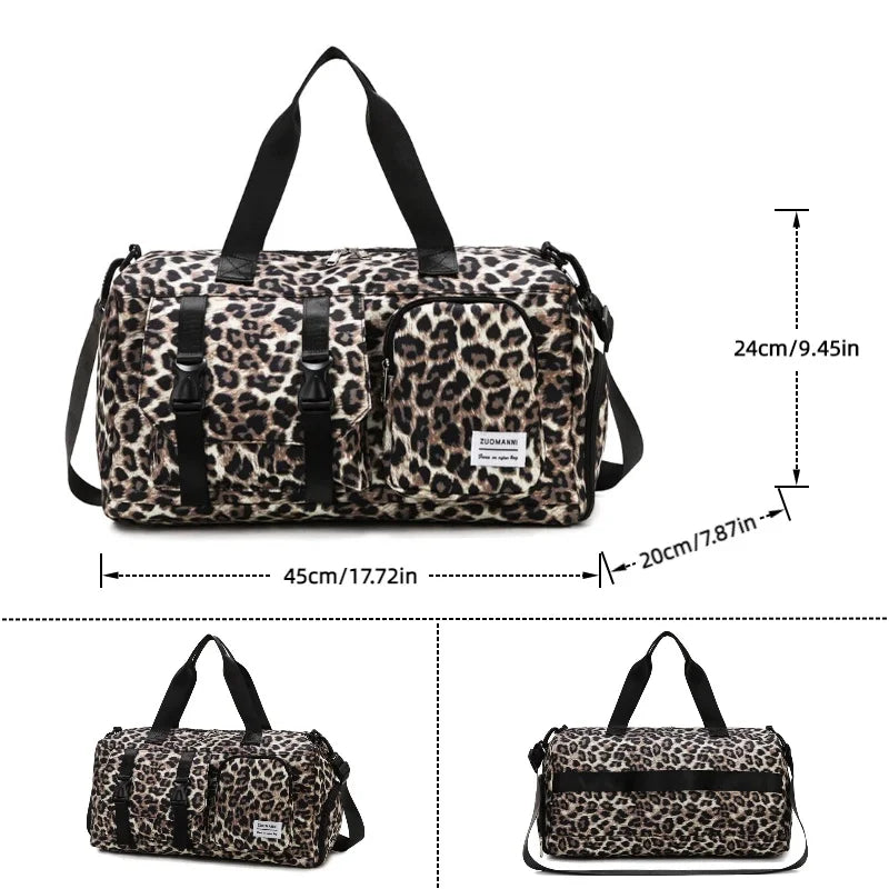 Fashionable Leopard Print Sports Gym Bag Weekend Overnight Bag Perfect for Fitness Sports and Outdoor Travel Weekender Overnight