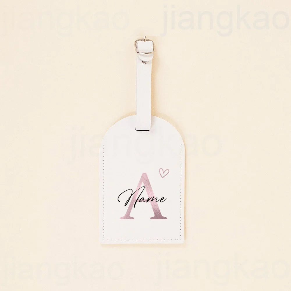 Personalized PU Luggage Tag Heart Letter with Name Suitcase Label Baggage Tags Travel Accessorie Wedding Birthday Gift for Her