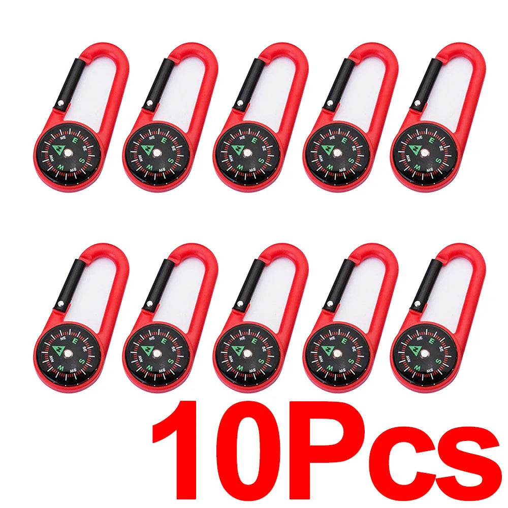 Outdoor Compass Carabiner Mini Camping Keychain Mountaineering Hiking Backpack Buckle with Compass Survival Children Gifts