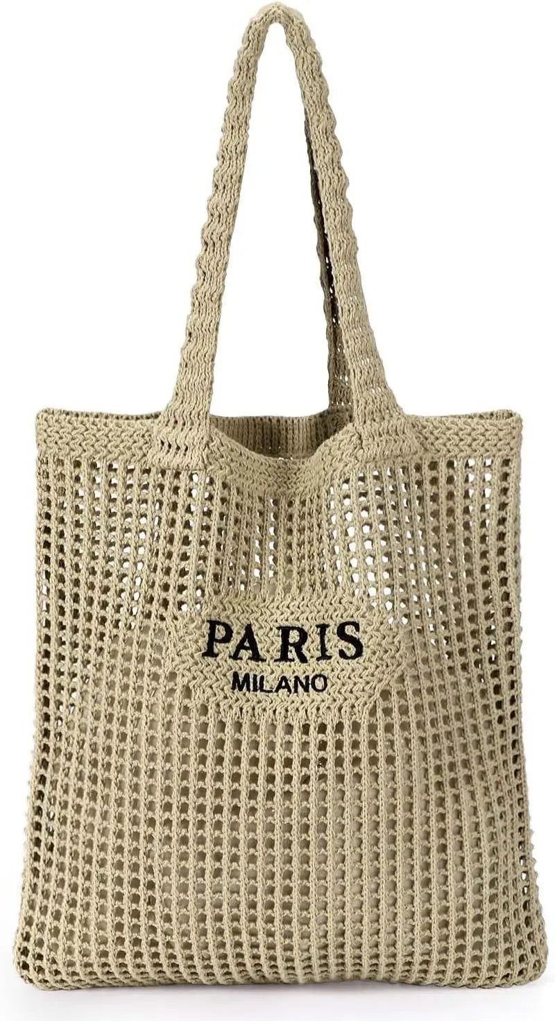 Crochet Tote Bag for Women, Crochet Mesh Beach Tote Bag Summer Vacation Aesthetic Boho Knit Bag for Women