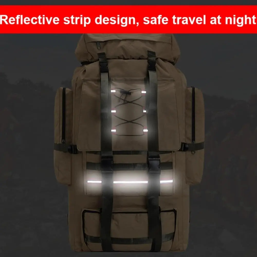 130L Hiking Camping Backpack Travel Large Luggage Bag Trekking Outdoor Sports Pack Molle Trekking Rucksack with Reflective Strip
