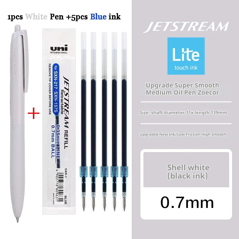 Uni Permanent Ballpoint Pen Jet Stream Anti-slip Cloudy Recycled Eco Shell Friction Super Smooth Ink Oil Pens Portable Supplies