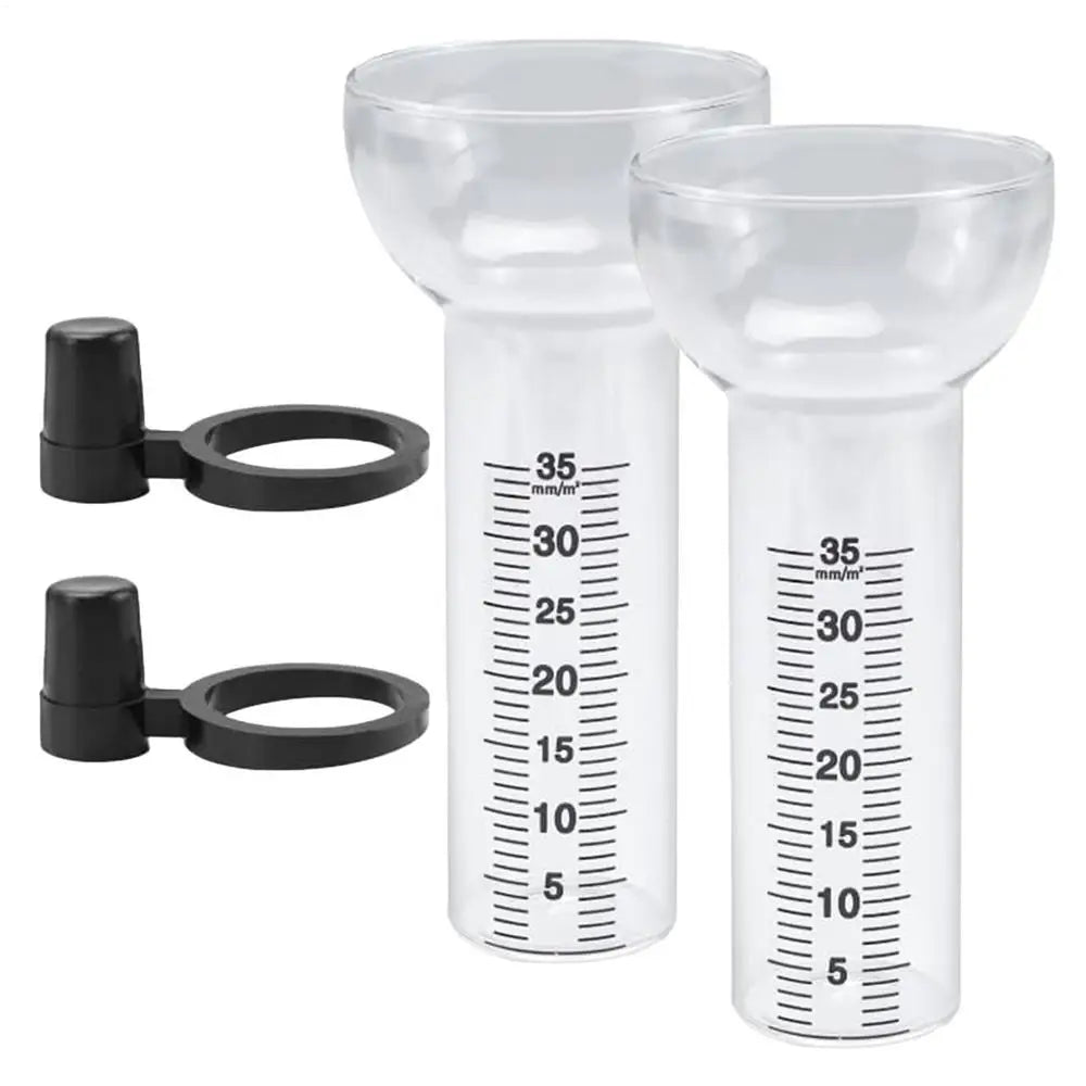 Rain Gauge 2pcs Glass Replacement Tube Clear Accurate Measuring Tool for Outdoor Garden Yard Lawn Weather Rainfall Water Monitor