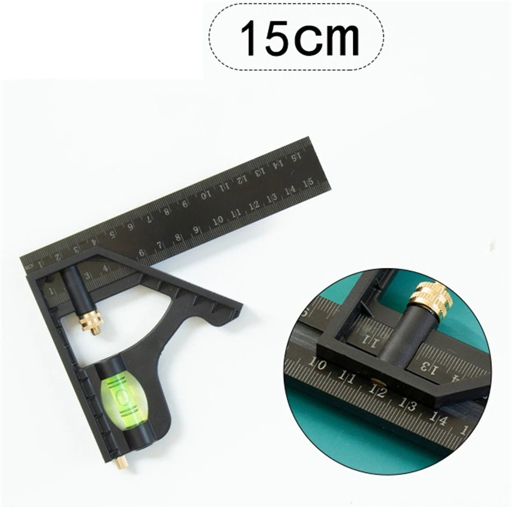 15cm/20cm Adjustable Combination Right Angle Ruler 45 / 90 Degree with Bubble Gauge Measuring Tools Levelling Instrument