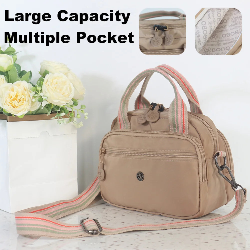 Women's Fashion Messenger Bag Handbag, Nylon Material, Wrinkle-resistant, Square Shape, Thickened Soft Compartment