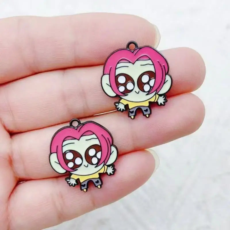 10pcs Cartoon Anime Pendant Oil Drop Alloy DIY Earrings Keychain Pendant Accessories
