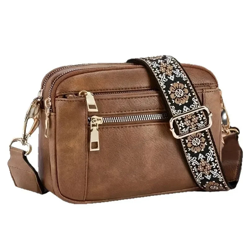 Retro fashion classic, women's multifunctional bag, zipper shoulder strap crossbody bag, small square bag, suitable for office w