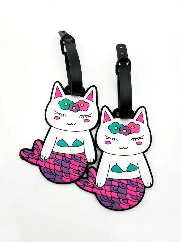 1PC/2PCS Cute Kitten Mermaid Luggage Tag Pendant for Travel and Business Trip, Airplane Factory Luggage Bag Loss Prevention Tag,