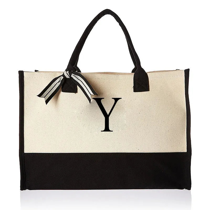 Tote Bag Fashion Canvas Totes Letters Flower Portable Beach Shoulder Shopping Casual Beach Bag Large Capacity Handbag  Wholesale