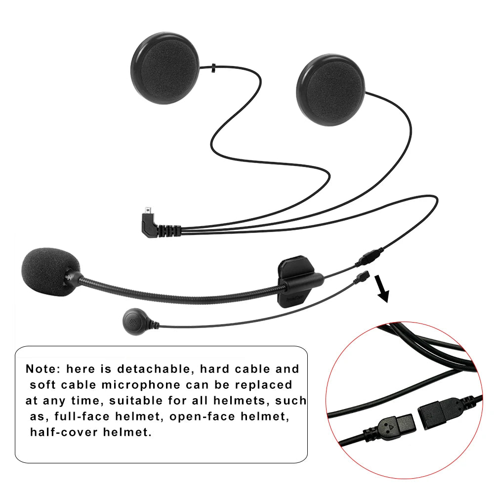 Freedconn Motorcycle Intercom Soft Hard Earphone Mic Accessories for T Com SC FDC-01 VB COLO T Max T Rex Full Open Face Helmet
