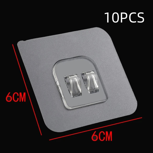10PCS Transparent Hanging Shelf Hooks Wall Storage Rack Fixing Patch Strong Self-Adhesive Snap For Kitchen Bathroom Gadgets