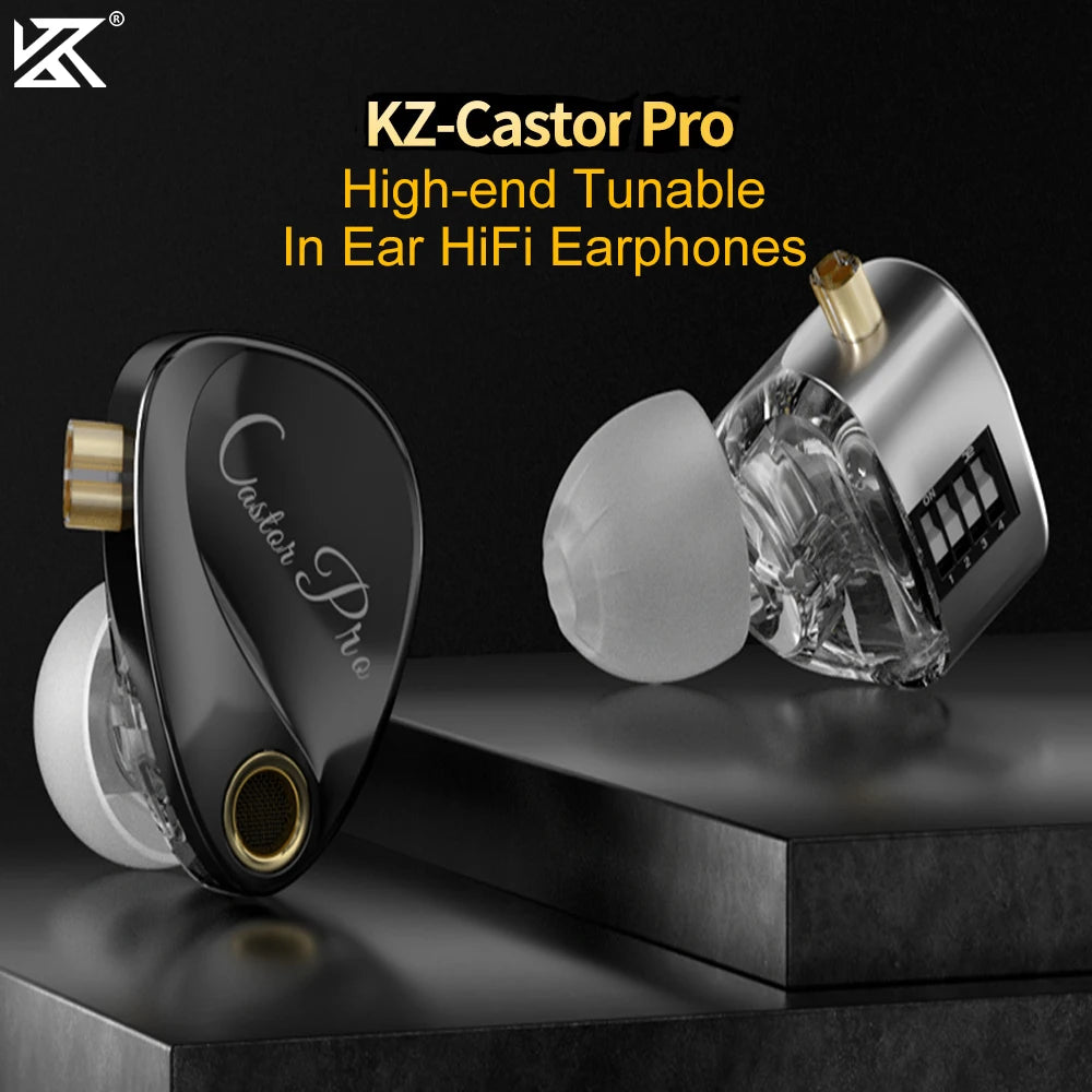 KZ Castor Pro HiFi Earphones Dynamic Drivers High-end Tunable Earphones Sound Quality Bass Headset Detachable Cable Headphones