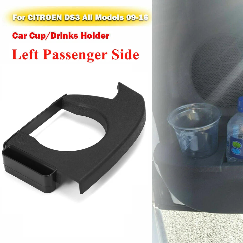 Side Door Cup Holder + Central Cup Can Holder For CITROEN DS3 2009-2016 Insert Car Accessories Durable Cup Holder Black ABS