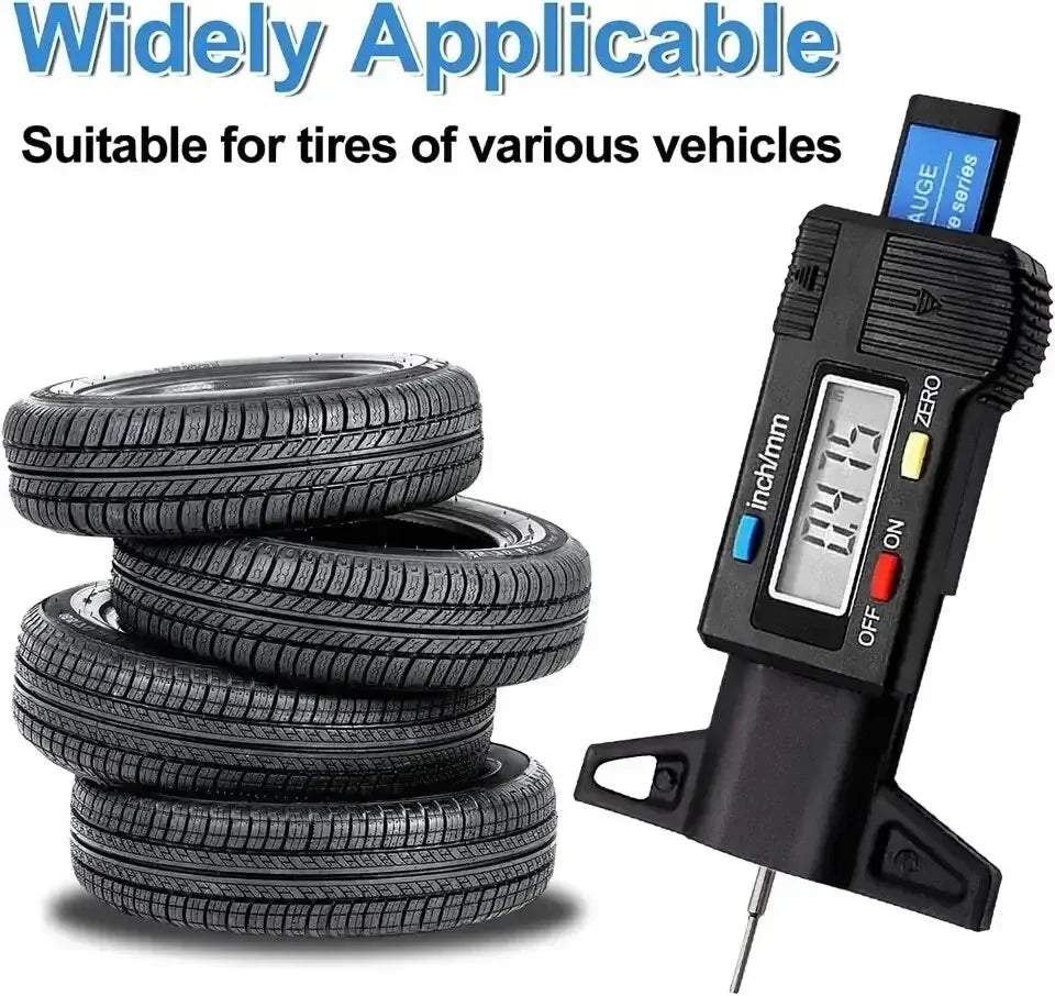 Digital LCD Tire Tread Depth Gauge Caliper 0-25mm, 1PC Auto Measuring Tool for Car Repair