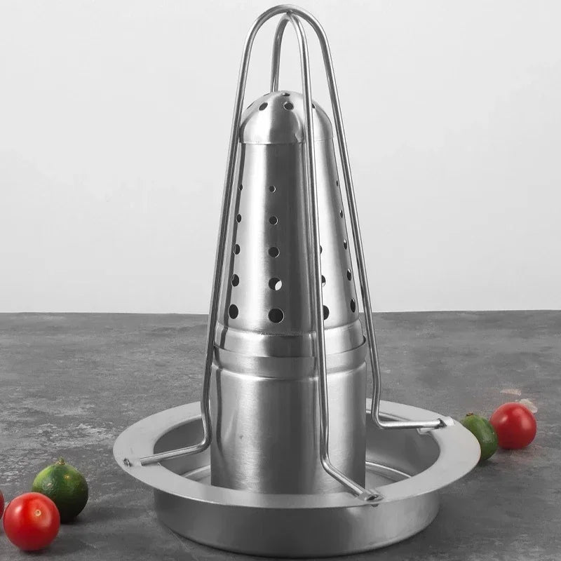Stainlness Steel Roasting Grill Stand Outdoor Portable Chicken Roaster Rack  Removable Non-stick Grilled Chicken Plate BBQ Tool