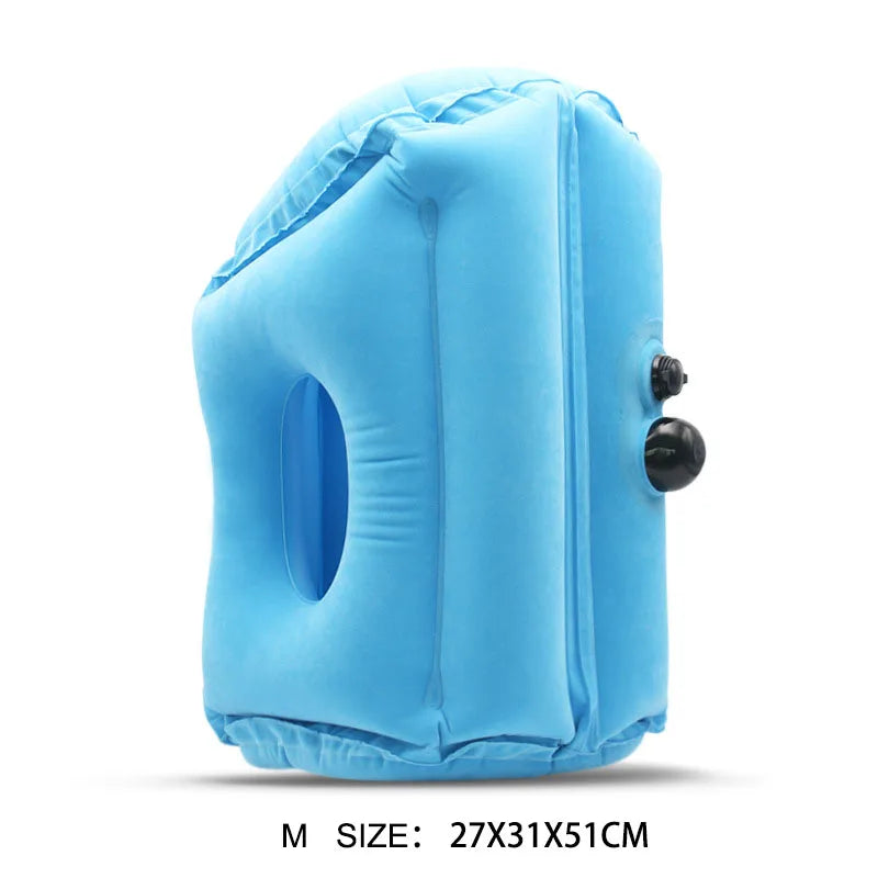 Flocking Sleeping Pillow Inflatable Pillow Waist Cushion Travel Abroad Portable Long Distance Aircraft Lunch Rest Pillow