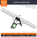 Adjustable Combination Right Angle Ruler 45/90 Degrees with Bubble Level Gauge, Multifunctional Measuring Tool, Measuring Ruler