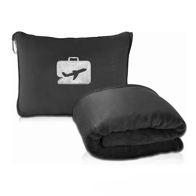 New Portable Airplane Travel Blanket Folding Storage Autumn Winter Nap Cover Blankets Solid Color Warm Picnic Flannel Blanket