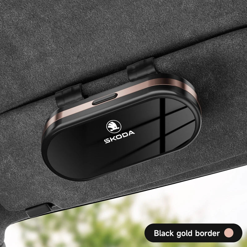 ABS Electroplating Process Car Sunshade Glasses Case For Skoda Octavia VRS Rapid Kodiaq Fabia Karoq Superb Scala Kamiq
