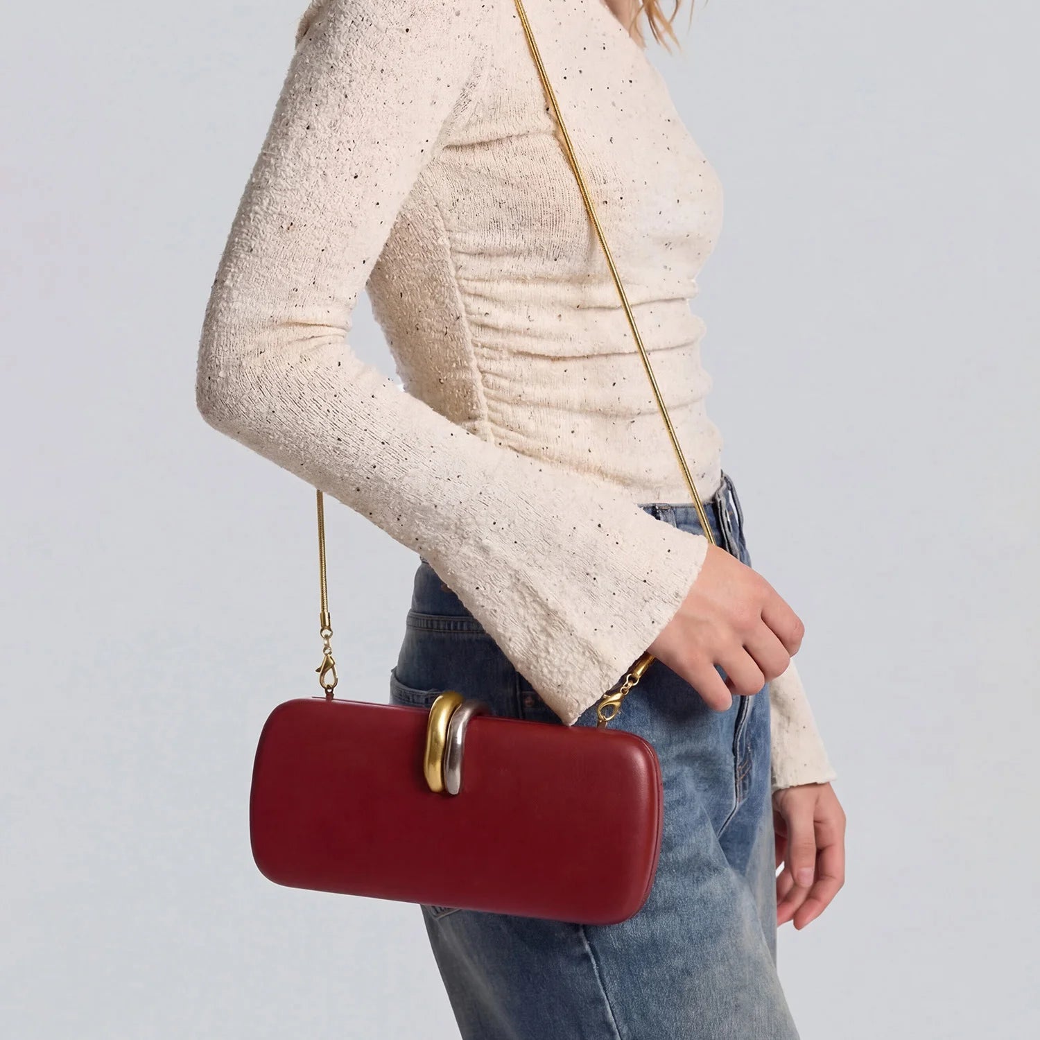 Fashion Women Handbag high-end metal double ring buckle design Evening Bag for Weddings,Parties,dance party Ladie’s CrossbodyBag