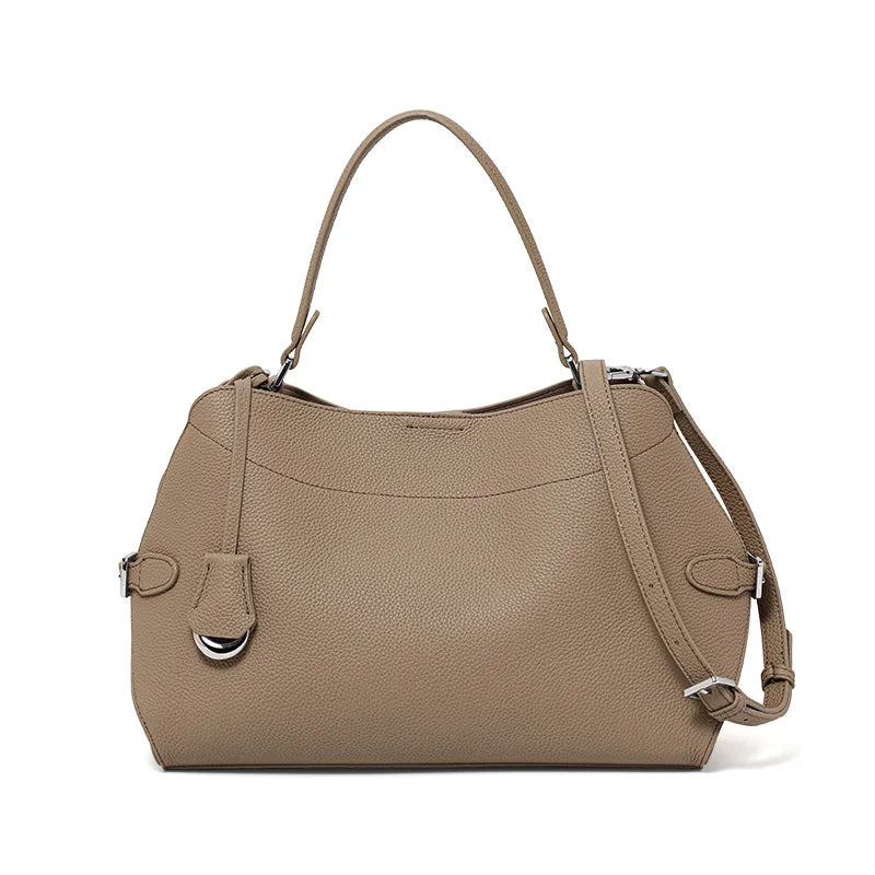 Genuine Leather Cowhide Women's Tote Bag with Design Sense - Crossbody, Single-Shoulder, Storage Bag & Wallet
