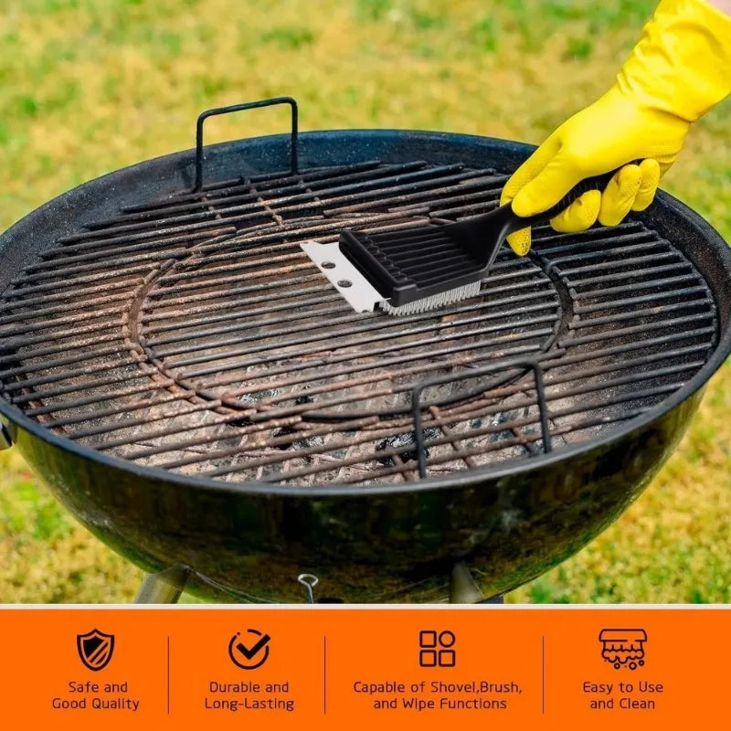 8-Inch Heavy-Duty Stainless Steel Grill Brush - Extra Strong Wire Cleaning Brush for Outdoor & Home Cooking Tools