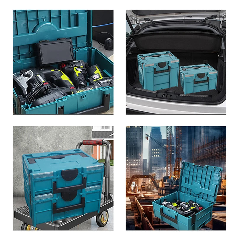 Stackable Plastic Tool Box, Multi-functional Hardware Storage Case for Household, Workshop & DIY Repair Tools Organizer