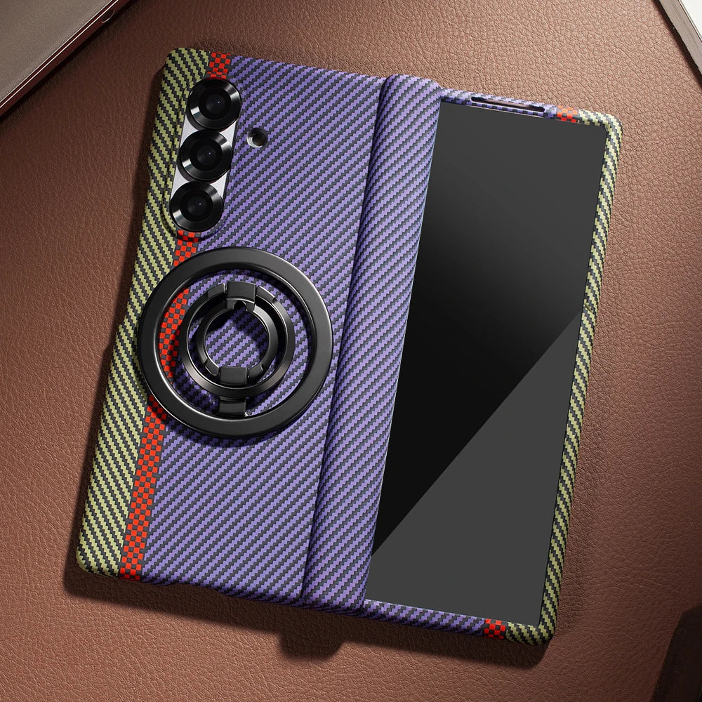 Strong Magnetic Magnet Folding Stand Carbon Fiber Phone Case for Samsung Z Fold 8 Ultra ZFold 7 6 5 4 3 Flip Hinged Back Cover