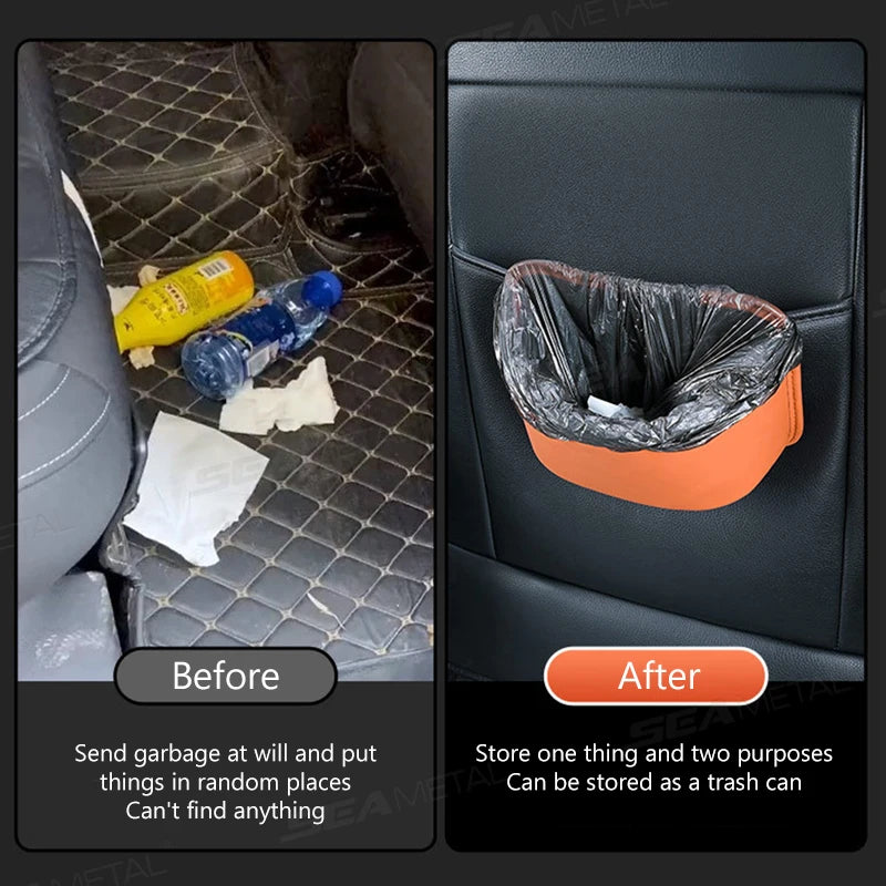 SEAMETAL Universal Car Cup Holder Box Multifunction Leatherette Car Door Water Cup Storage Box Trash Can Car Accessiroes