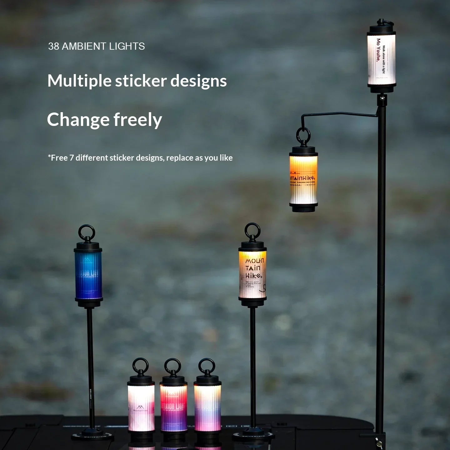MOUNTAINHIKER 1800mAh LED 38 Ambient Camping Lantern Outdoor Portable Hanging Light with Ultra-Long Battery Life for Ambiance