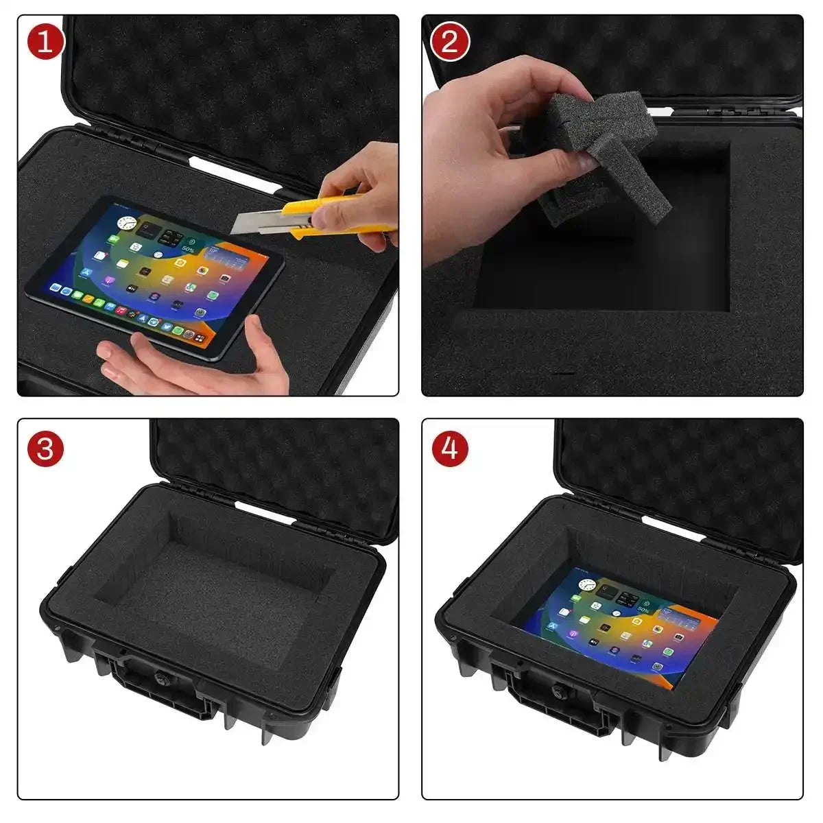 With Pre-Cut Foam Portable Plastic Hard Carry Tool Case Safety Protection Suitcase Equipment Instrument Outdoor Box