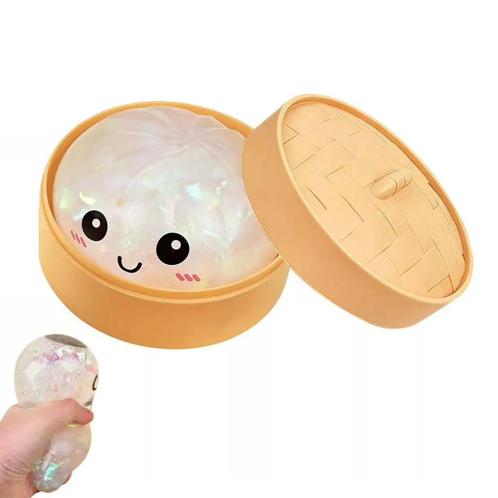 Simulation Flash Dumpling Pressure Ball Slow Rebound Soft Pinch Decompression Squishy Stress Relief Balls with Steamer