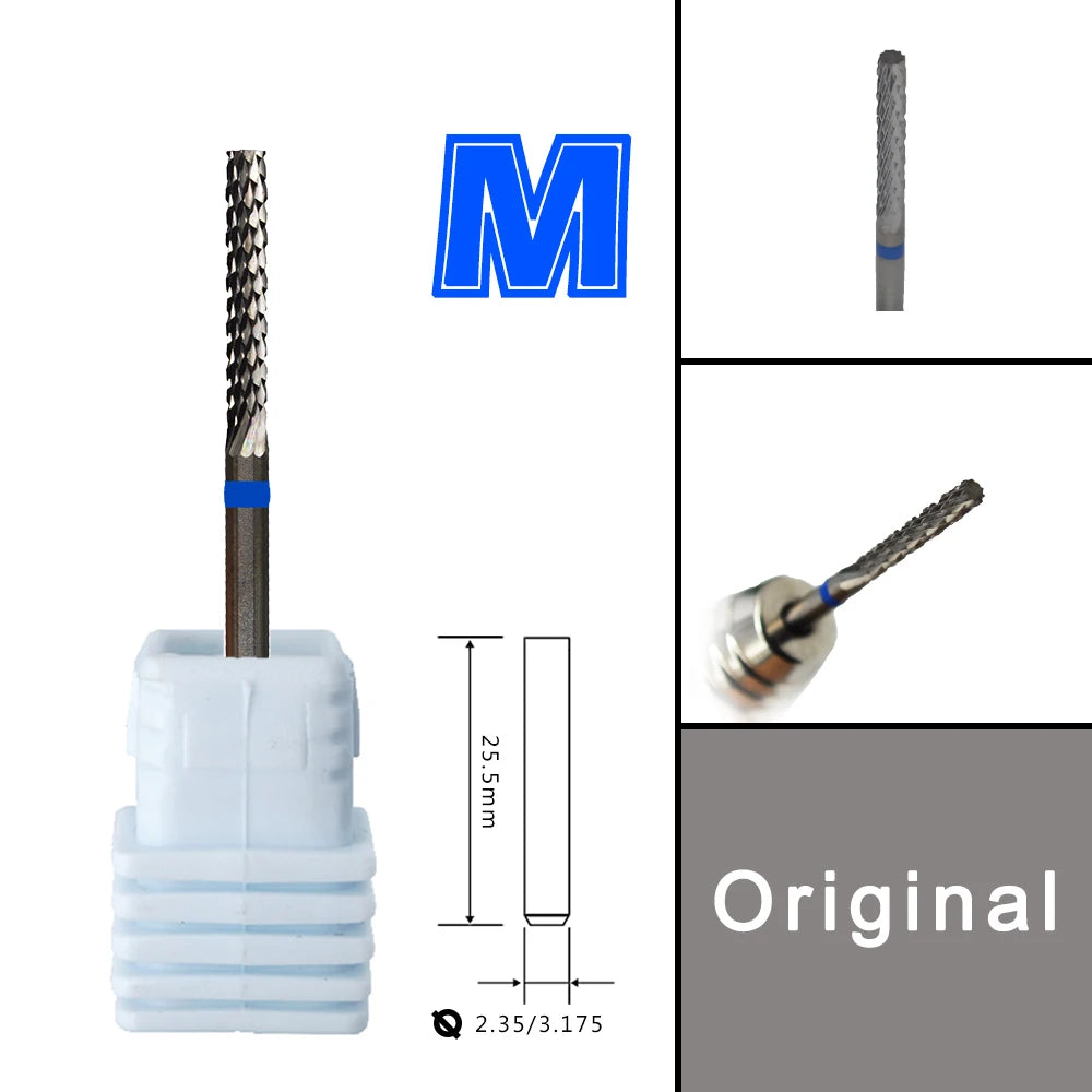 RolinStar Dental&Nail 9 type with Spiral Cut powder Carbide Burr nail drill bit cuticle clean
