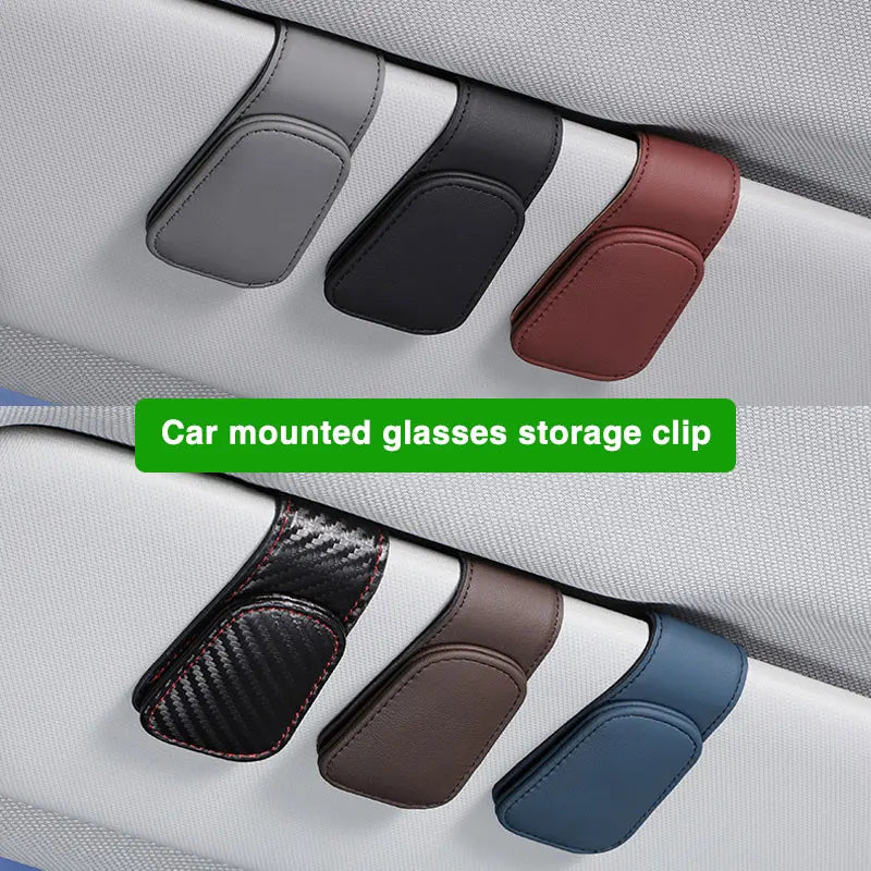 JFBONIN Universal Car Auto Sun Visor Eyeglass Hanger Clip Leather Glasses Holder Magnetic Multi-Function Automobile Accessories