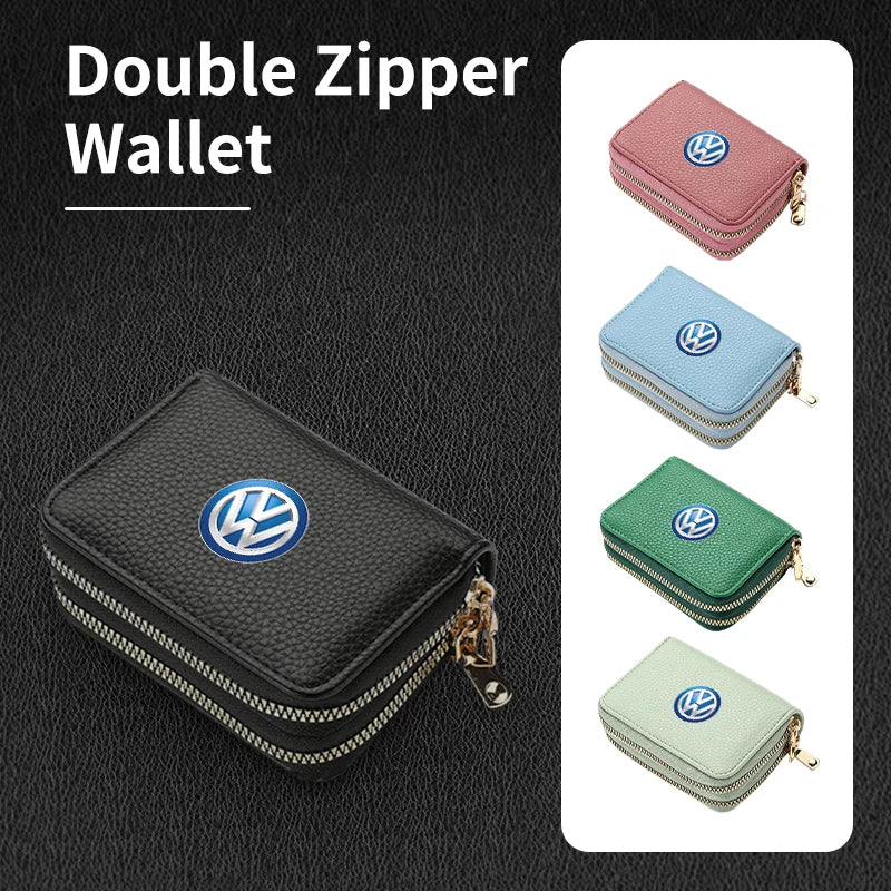 Cup Holders Car Credit Card Wallet Holder Zipper Coin Purse Pocket Accessories For Volkswagen VW Passat Golf Tiguan Scirocco Jet