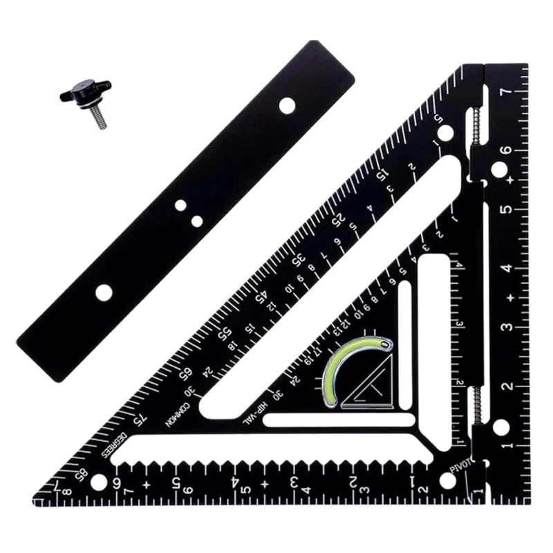 Woodworking Square Protractor Aluminum Miters Triangles Ruler Layout Measuring