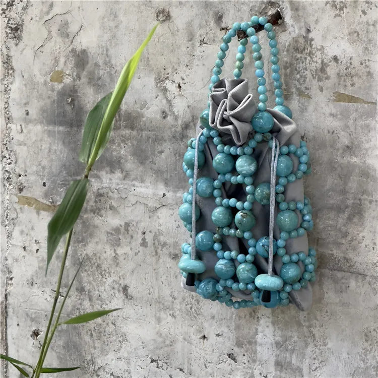 Boutique  acrylic Turquoise Stone Handmade  Evening Bags and Clutches for Women Formal Party Bags Party Rhinestone Handbags