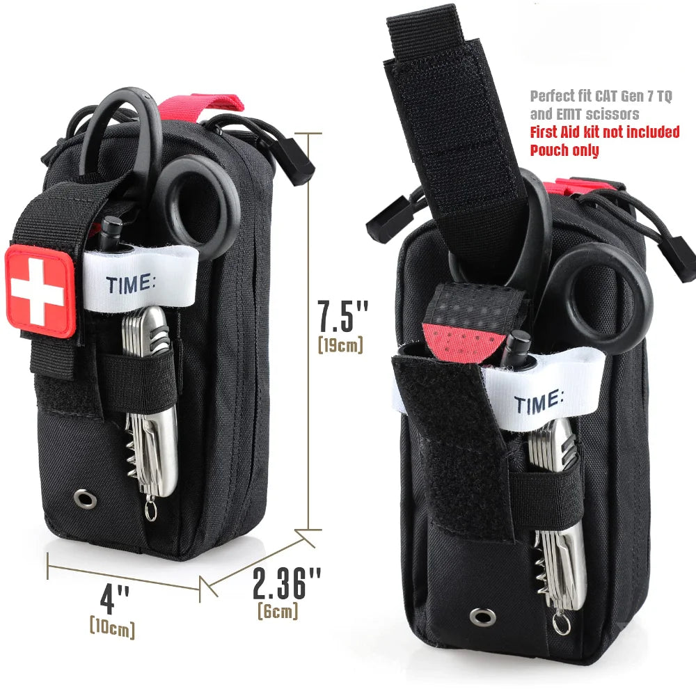 Tactical MOLLE Medical Pouch, Rip-Away EMT First Aid Pouch IFAK Trauma Kit Everyday Carry Survival Bag Include Cross Patch