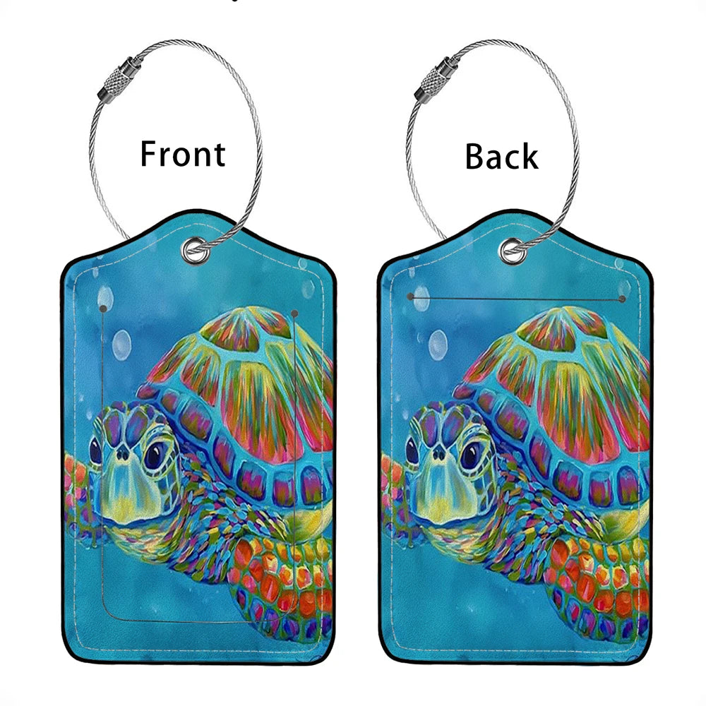 HOT SALE Cute animals Leather Business Luggage Tag Suitcase Address Label Luggage Boarding Case Label Name ID Address Clip