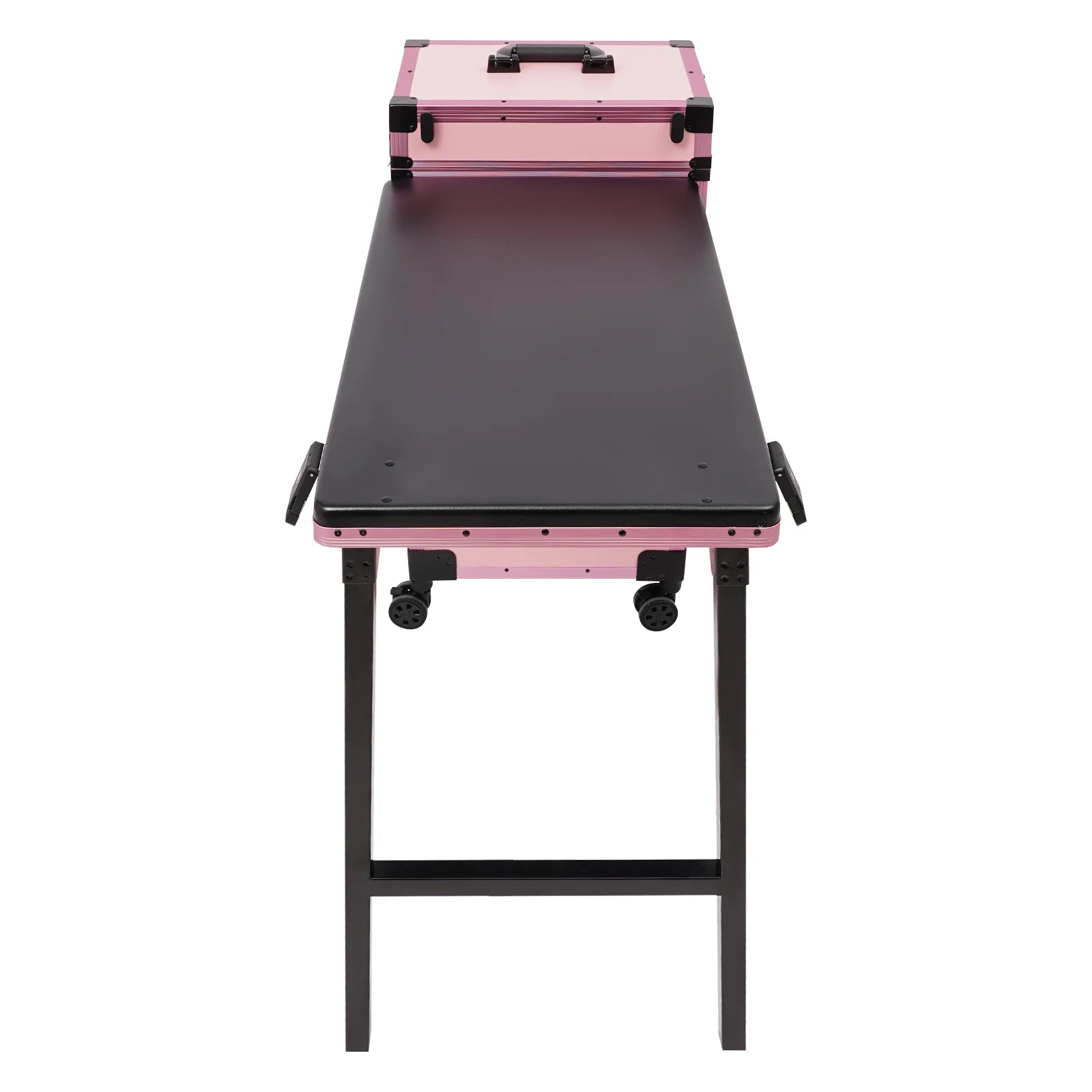 3-Tier Foldable Makeup Trolley with Lockable Drawers and Combination Lock, Mobile Beauty Case with Fold-out Table for On-Site Makeup