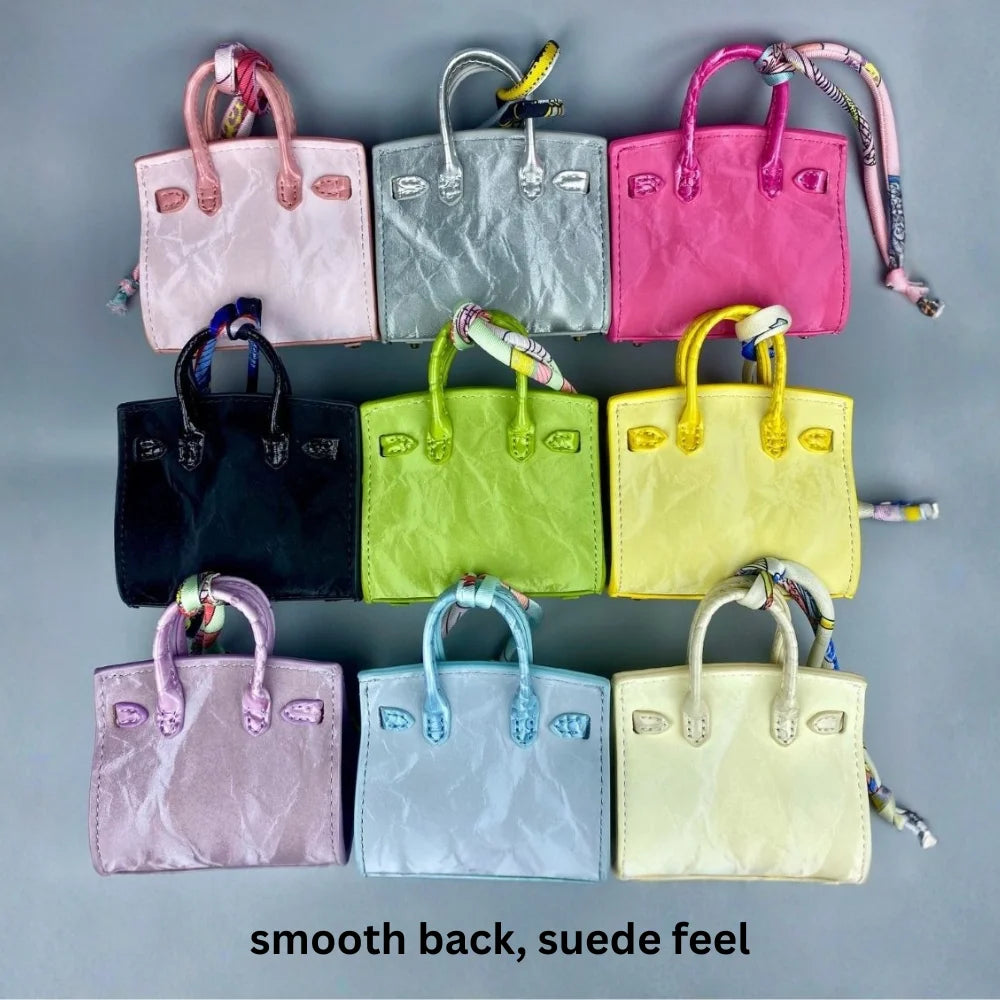 Handcrafted Mini House-Shaped Handbag with Puppy Keychain Suede Touch Bag Charm Purse Accessory for Earphones Coins Lipsticks