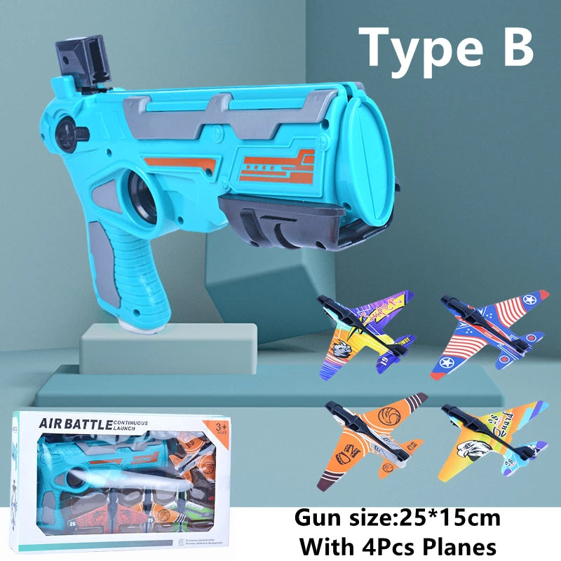 Airplane Launcher Toys for Kids Summer Outdoor Catapult Gun Foam Glider Flying Plane Toy  Game Gifts for Boys Novelty & Gag Toys