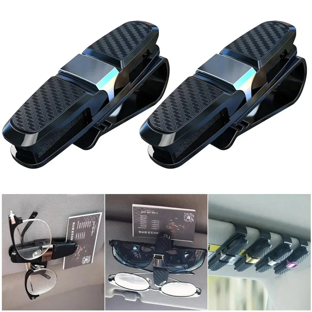 Universal Auto Sun Visor Glasses Box Sunglasses Clip Card Ticket Document Holder Stand Fastener Case Eyeglasses Car Accessories