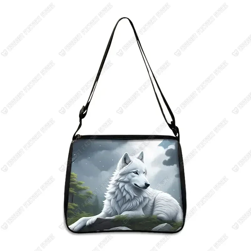 Howling Wolf Under The Moonlight Handbags Baby Wolf Messenger Bag Cool Howling Wolf Shoulder Bag Crossbody Bag Phone Holder