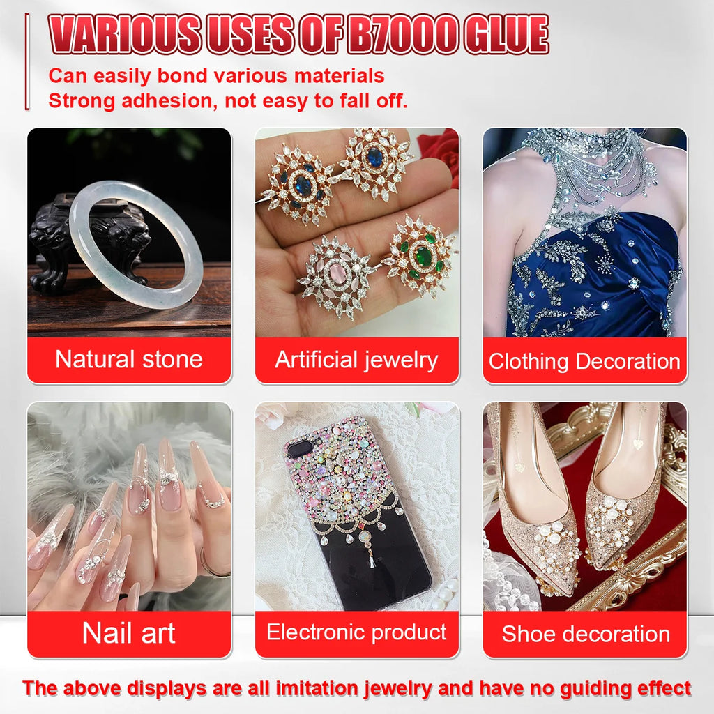 B-7000 15ML Transparent Super Glue B7000 Jewelry Craft Fabric Shoes DIY Adhesive, With Jewelry Crafting Kit,Precision Applicator