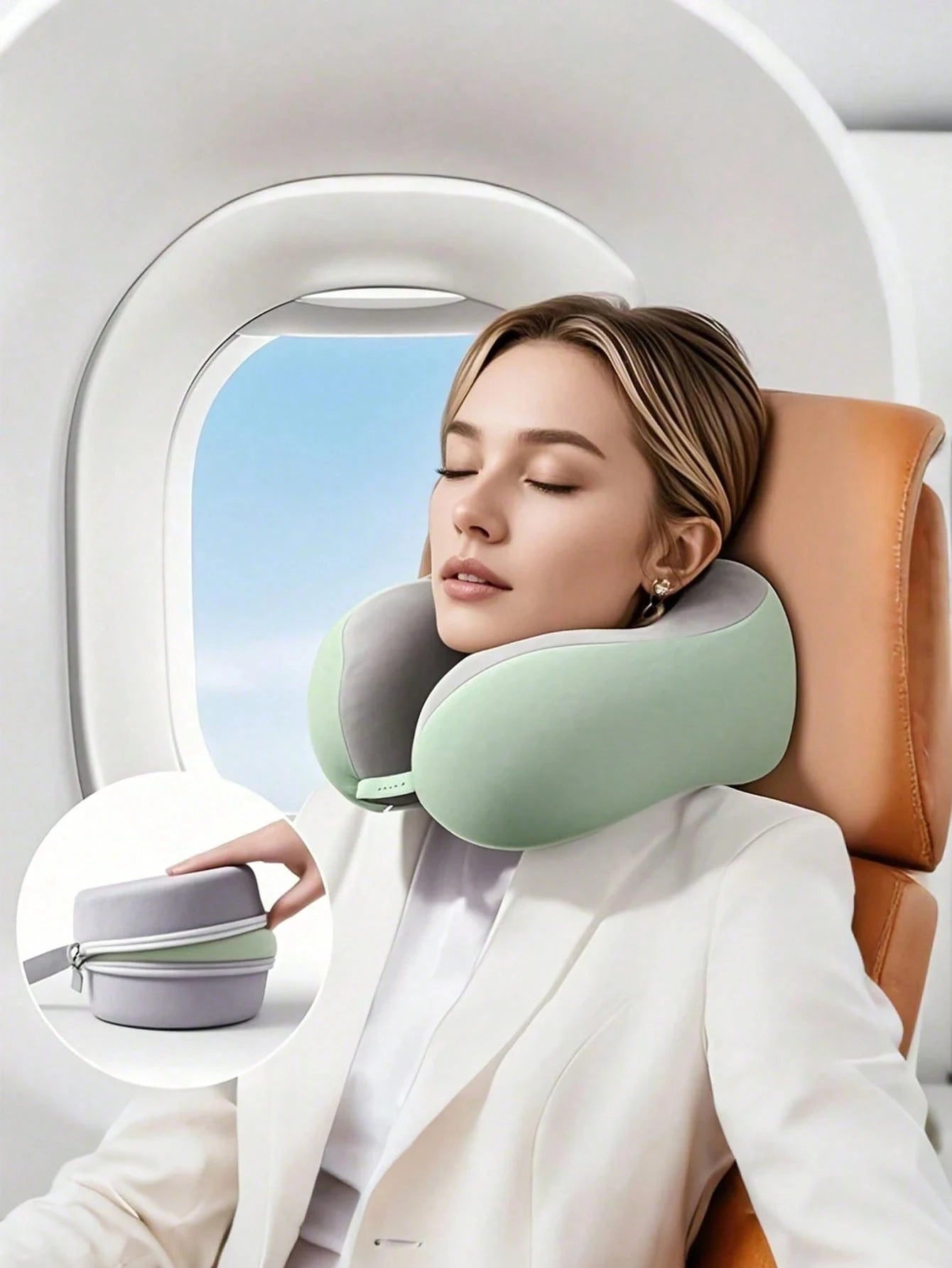U-shaped memory cotton neck pillow, portable travel nap pillow, office nap artifact, detachable washable pillowcase, neck suppor